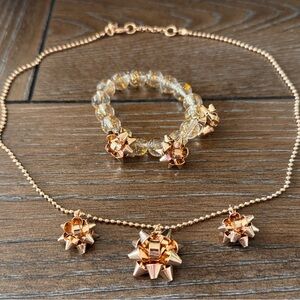 Crewcuts Rose Gold Bow Necklace and Bracelet Set